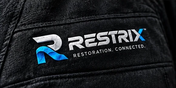Restrix logo embroidered on a work jacket